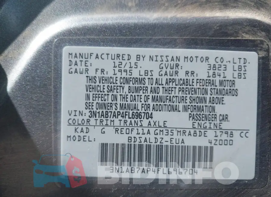 3N1AB7AP4FL696704 Photo# 9