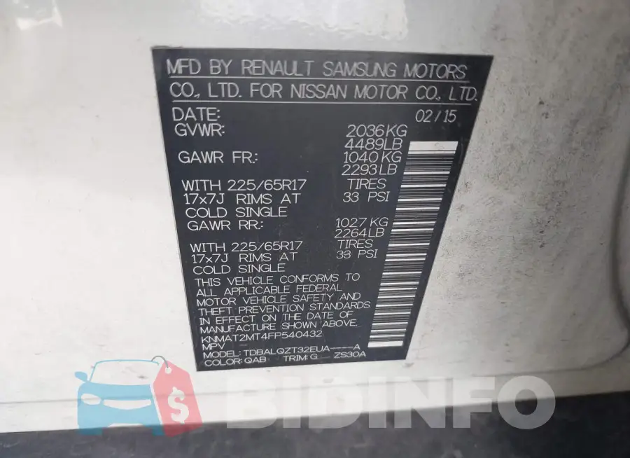 KNMAT2MT4FP540432 Photo# 9