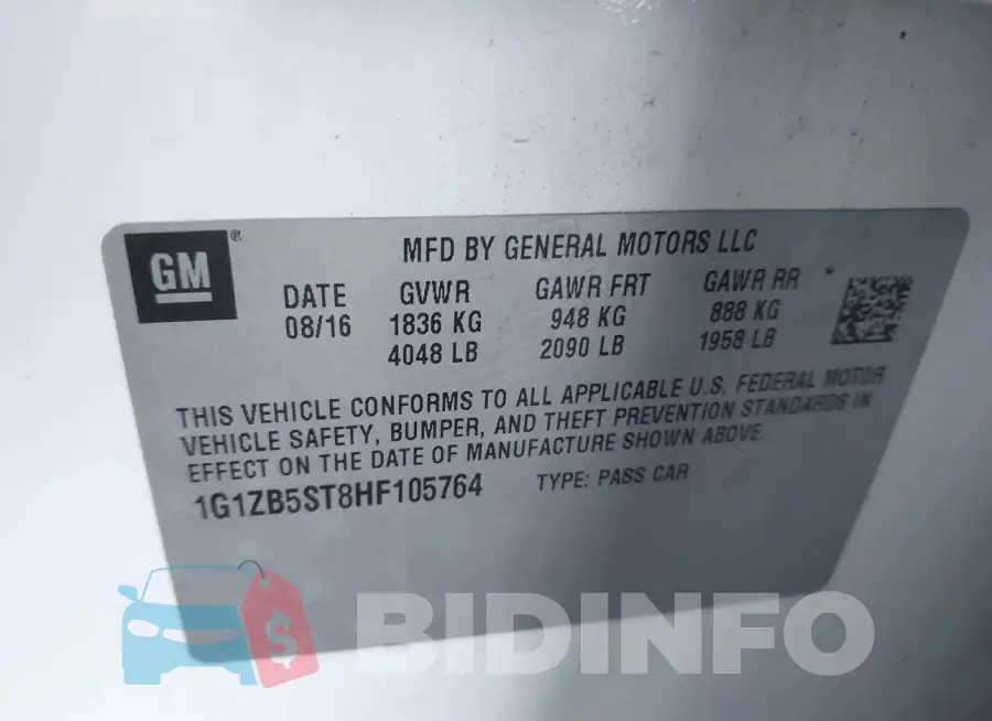 1G1ZB5ST8HF105764 Photo# 9