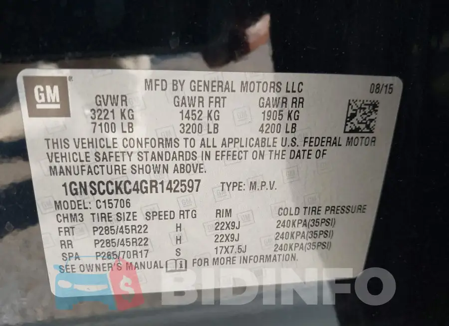 1GNSCCKC4GR142597 Photo# 9