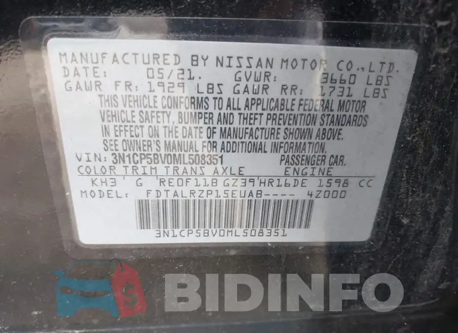 3N1CP5BV0ML508351 Photo# 9