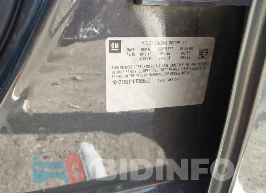 1G1ZE5ST1HF205809 Photo# 9