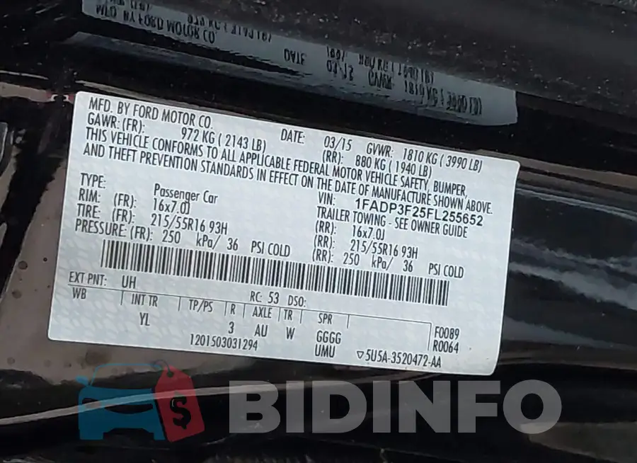 1FADP3F25FL255652 Photo# 9