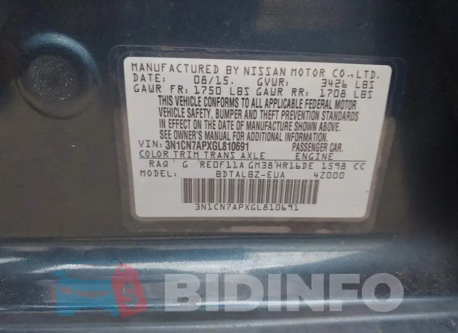 3N1CN7APXGL810691 Photo# 9