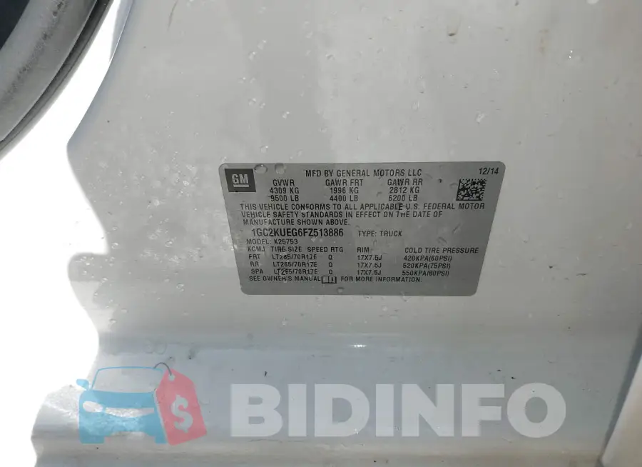 1GC2KUEG6FZ513886 Photo# 9