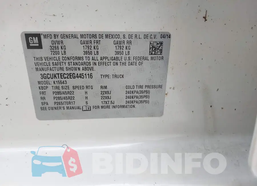 3GCUKTEC2EG445116 Photo# 9
