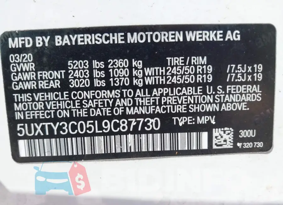 5UXTY3C05L9C87730 Photo# 9