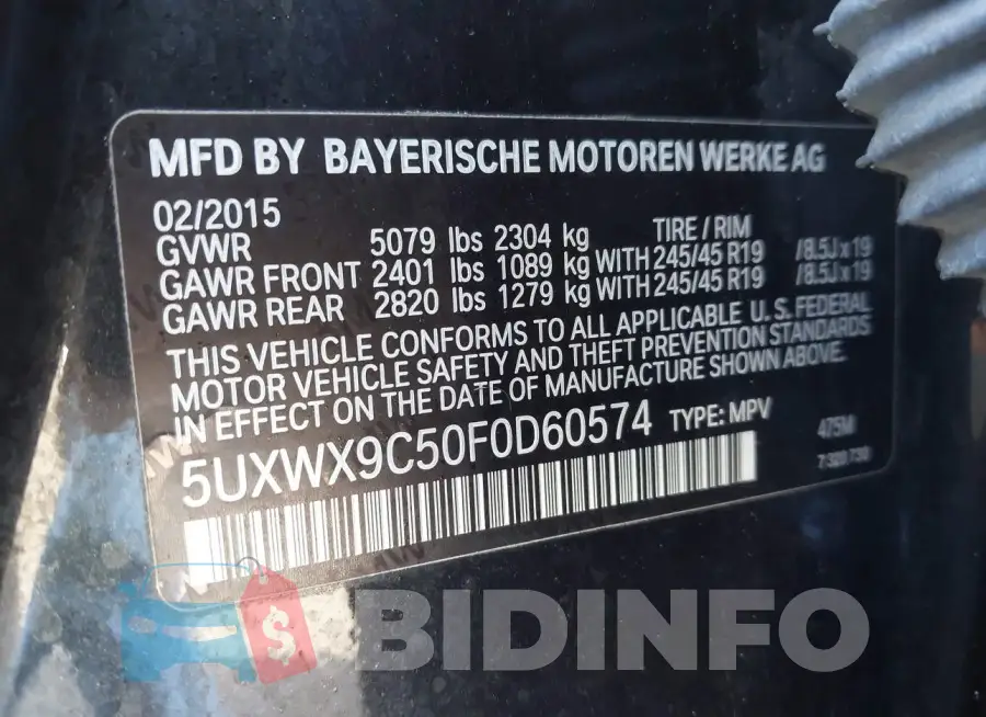 5UXWX9C50F0D60574 Photo# 9