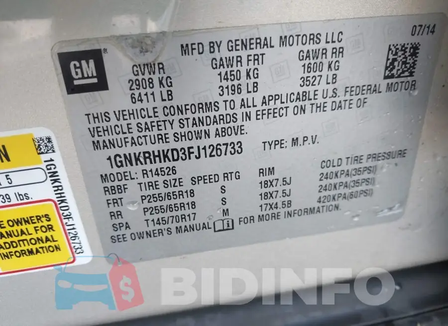 1GNKRHKD3FJ126733 Photo# 9