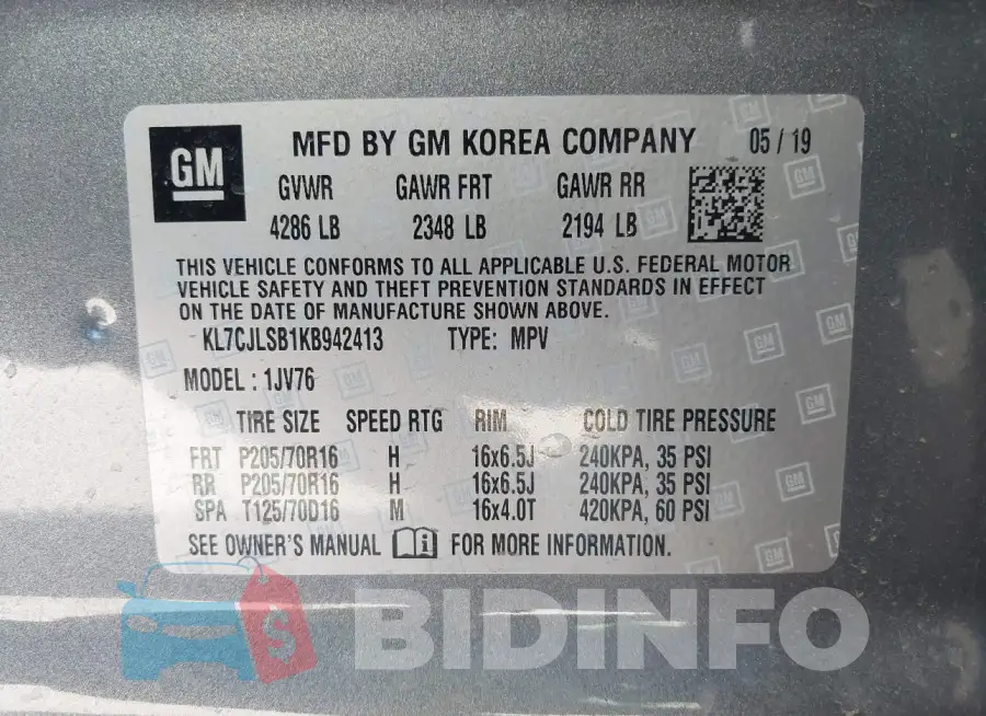 KL7CJLSB1KB942413 Photo# 9