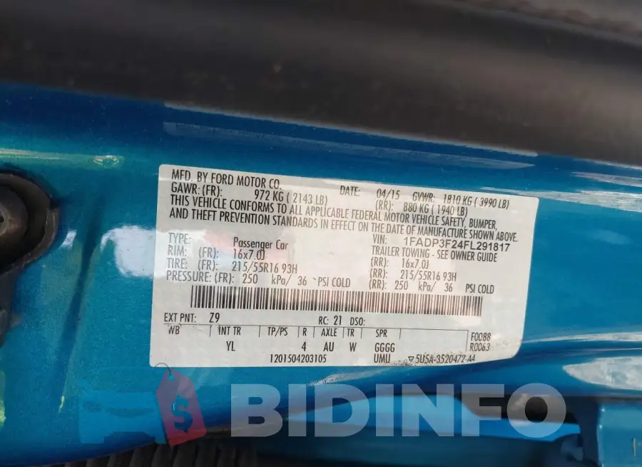 1FADP3F24FL291817 Photo# 9