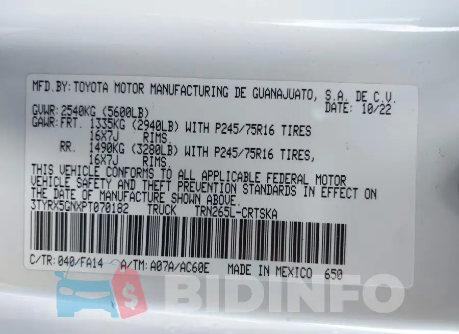 3TYRX5GNXPT070182 Photo# 9