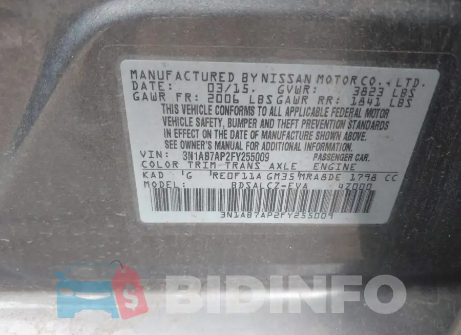 3N1AB7AP2FY255009 Photo# 9