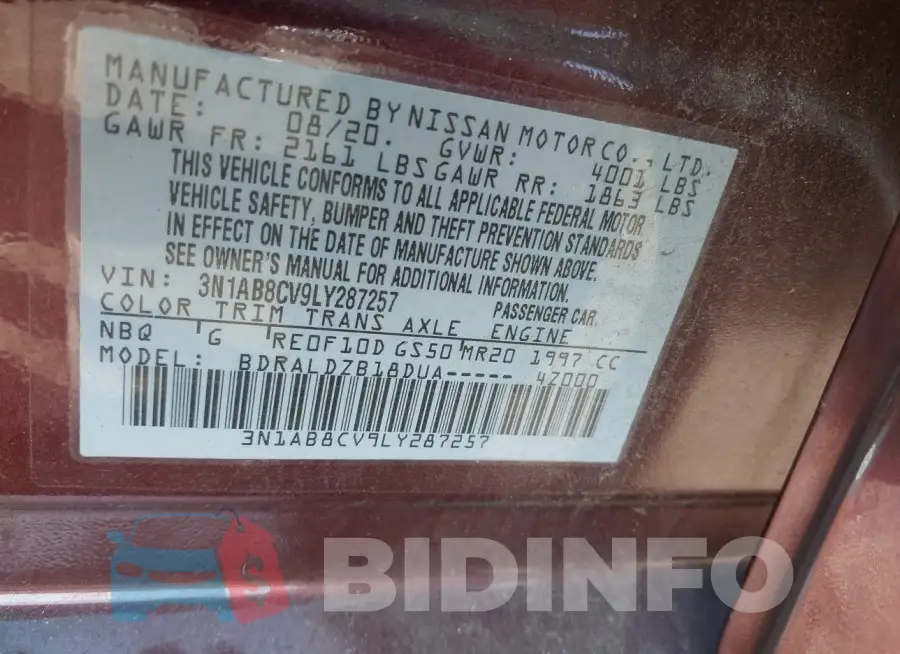 3N1AB8CV9LY287257 Photo# 9