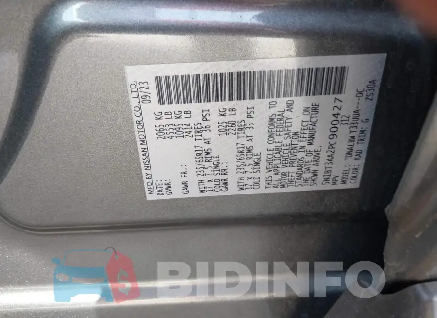 5N1BT3AA2PC900427 Photo# 9