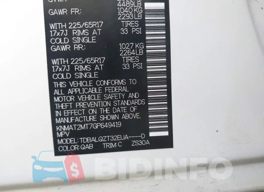 KNMAT2MT7GP649419 Photo# 9