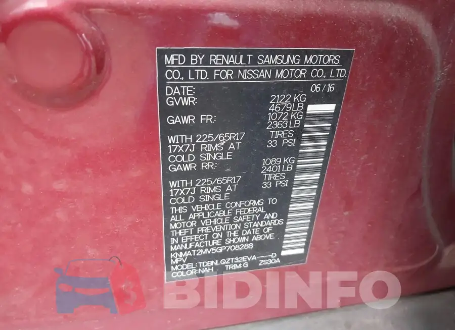 KNMAT2MV5GP708288 Photo# 9