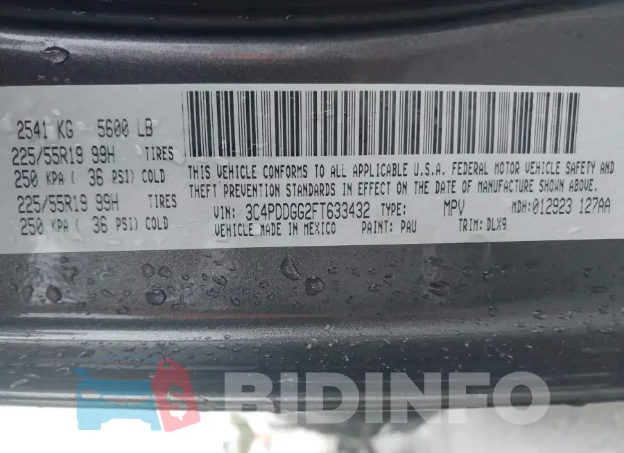 3C4PDDGG2FT633432 Photo# 9