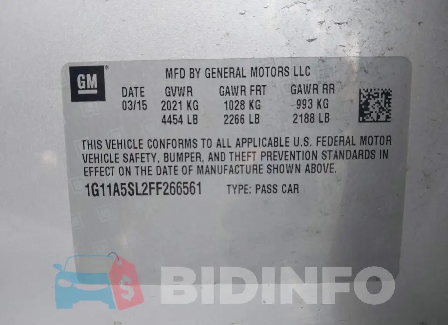 1G11A5SL2FF266561 Photo# 9