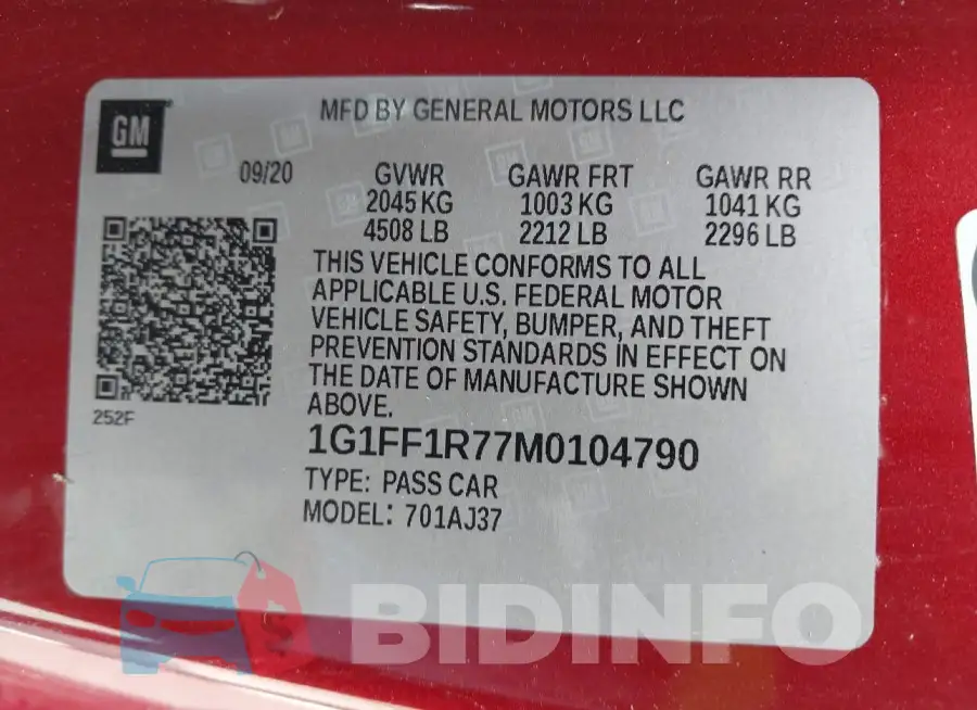 1G1FF1R77M0104790 Photo# 9