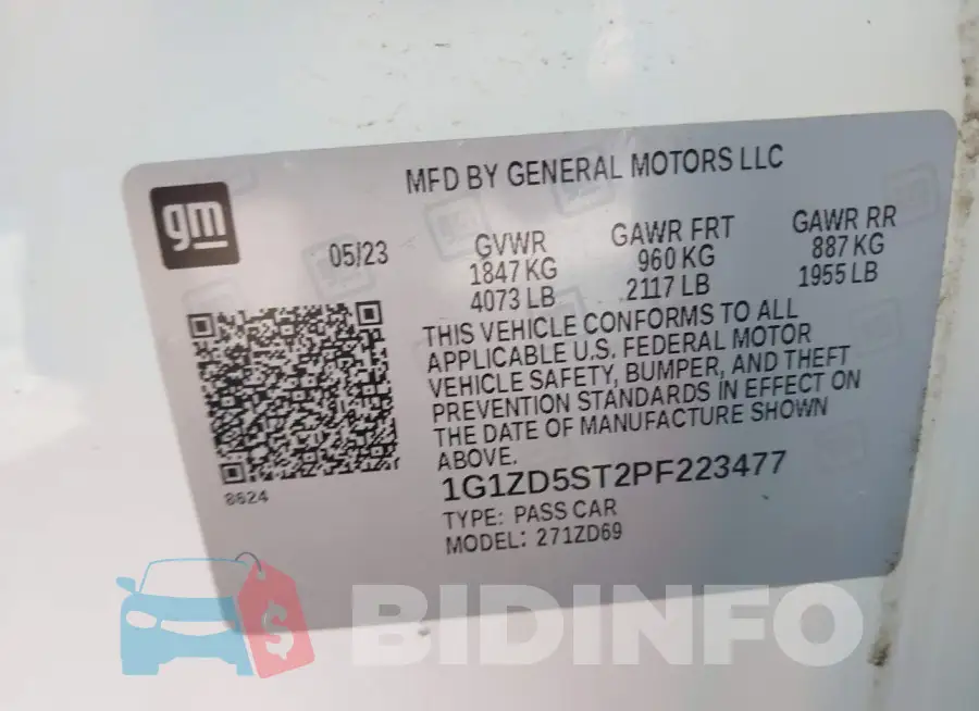 1G1ZD5ST2PF223477 Photo# 9