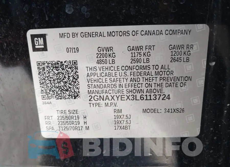 2GNAXYEX3L6113724 Photo# 9