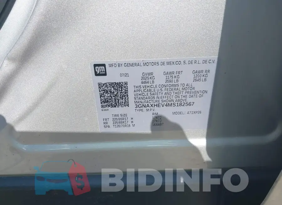 3GNAXHEV4MS182567 Photo# 9