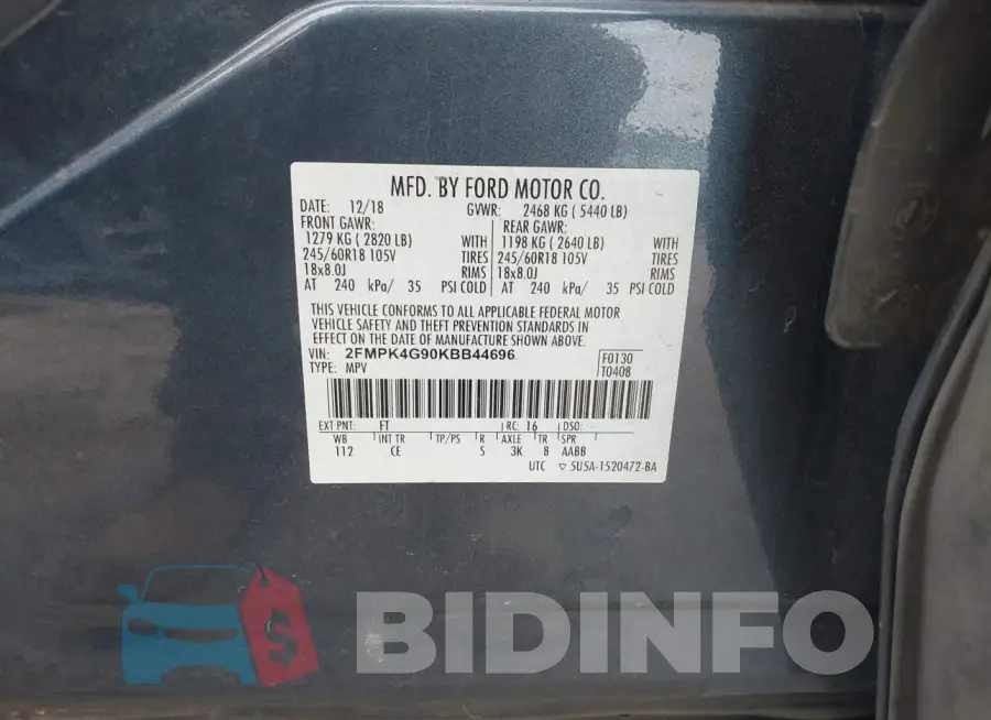 2FMPK4G90KBB44696 Photo# 9