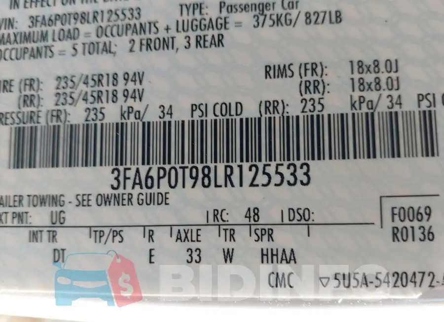 3FA6P0T98LR125533 Photo# 9