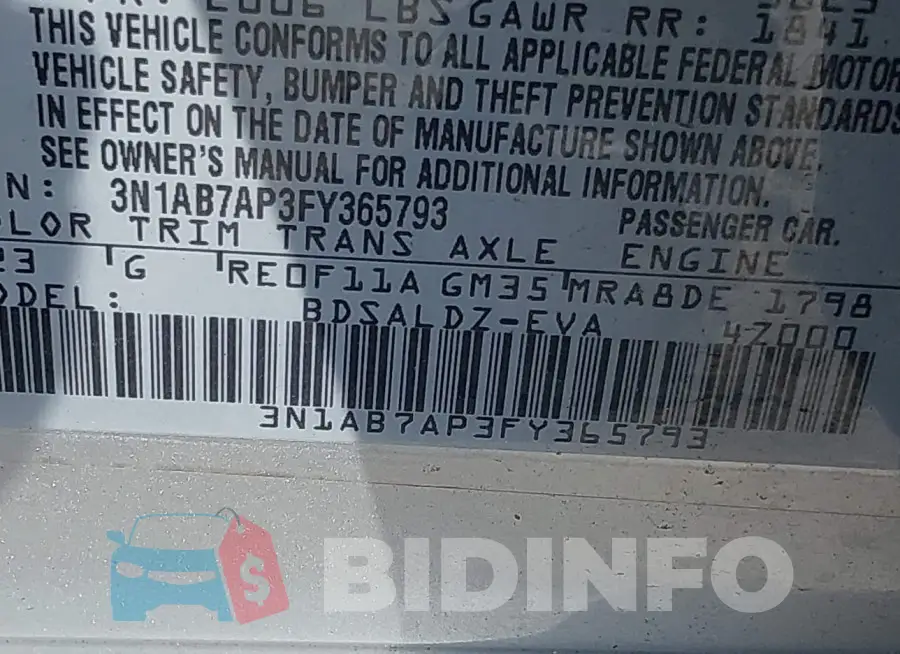 3N1AB7AP3FY365793 Photo# 9