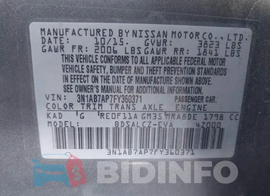 3N1AB7AP7FY360371 Photo# 9