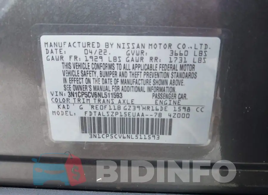3N1CP5CV6NL511593 Photo# 9
