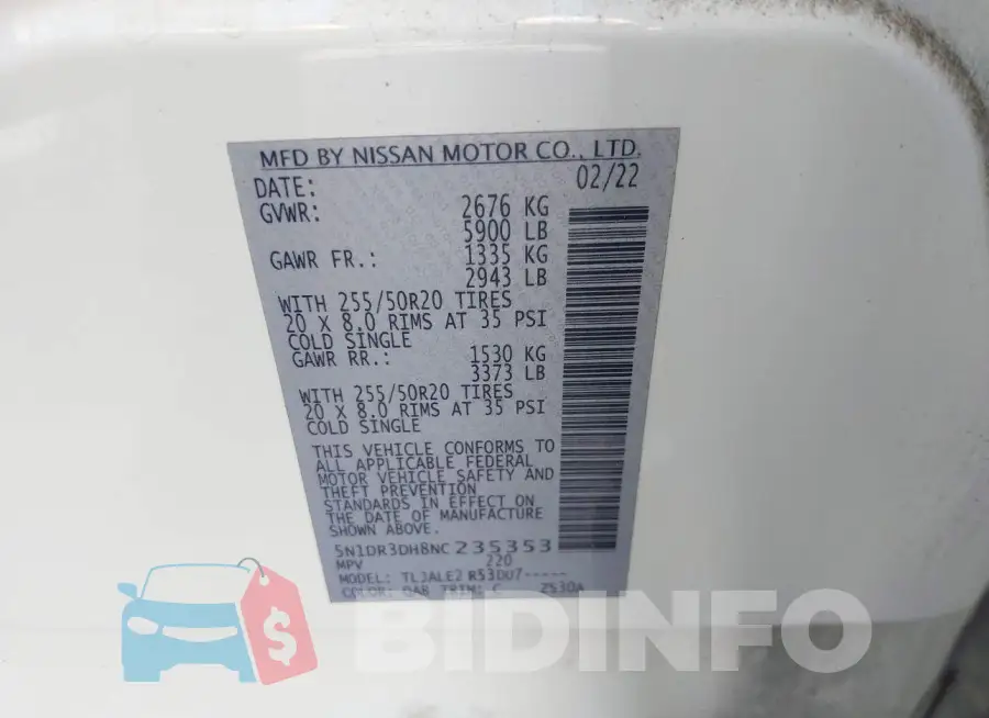 5N1DR3DH8NC235353 Photo# 9