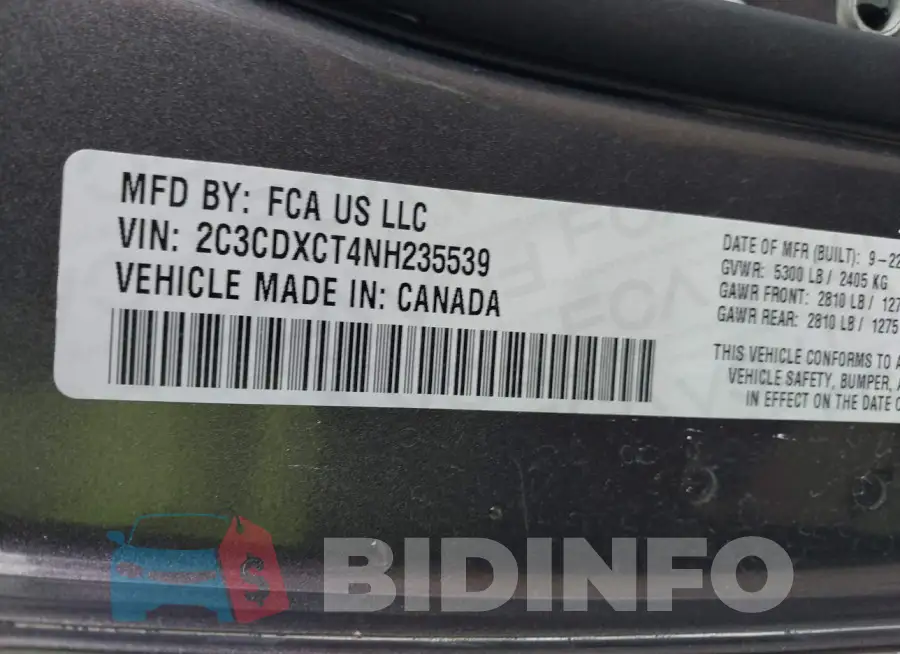 2C3CDXCT4NH235539 Photo# 9