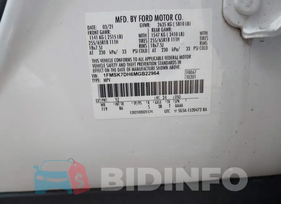 1FMSK7DH6MGB22964 Photo# 9