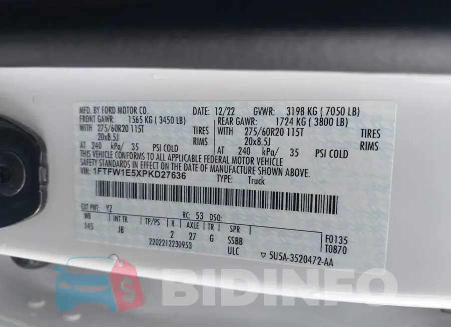 1FTFW1E5XPKD27636 Photo# 9