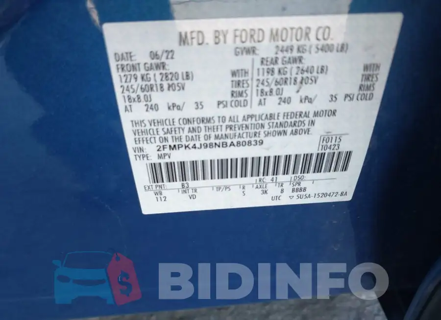 2FMPK4J98NBA80839 Photo# 9