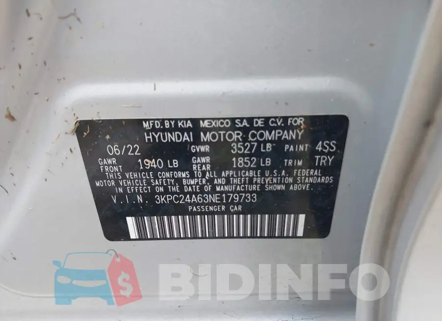 3KPC24A63NE179733 Photo# 9