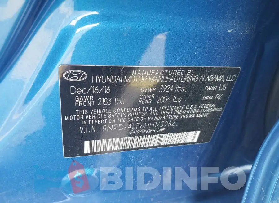 5NPD74LF6HH173962 Photo# 9