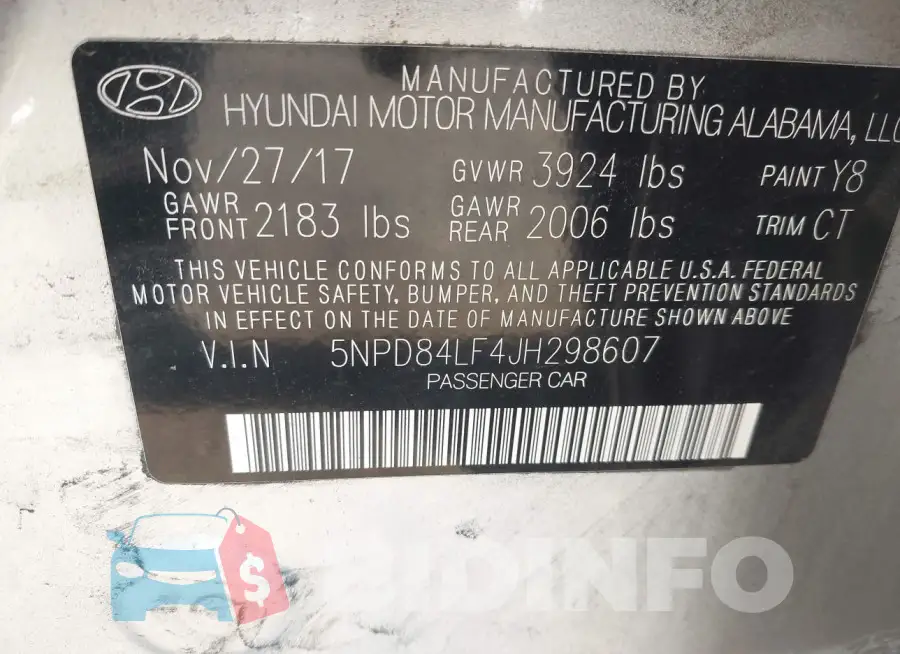 5NPD84LF4JH298607 Photo# 9