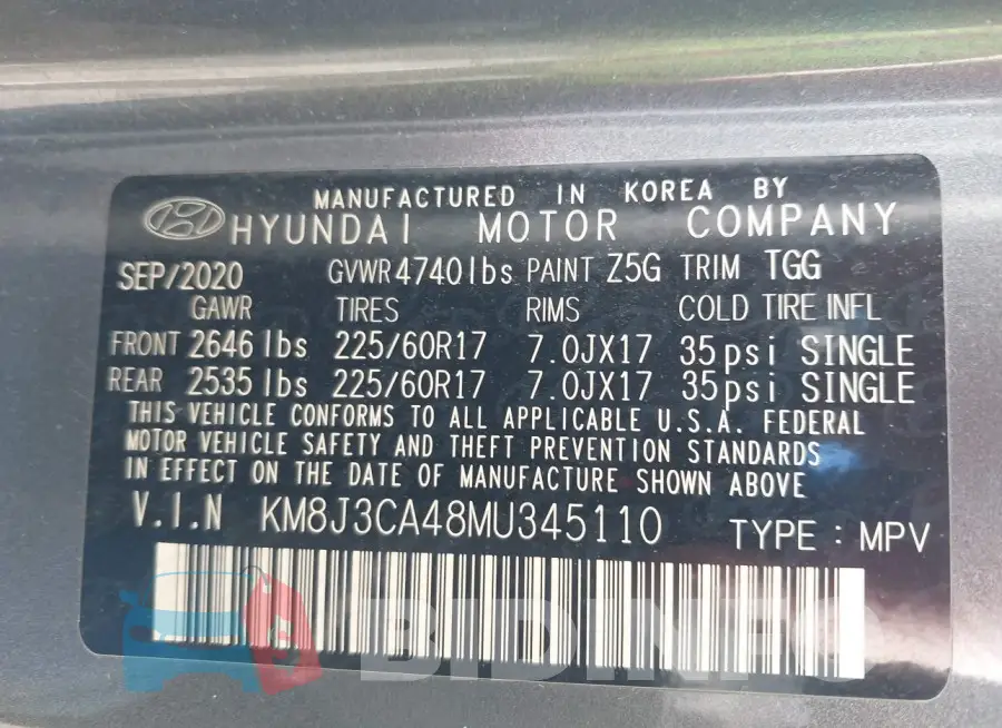 KM8J3CA48MU345110 Photo# 9