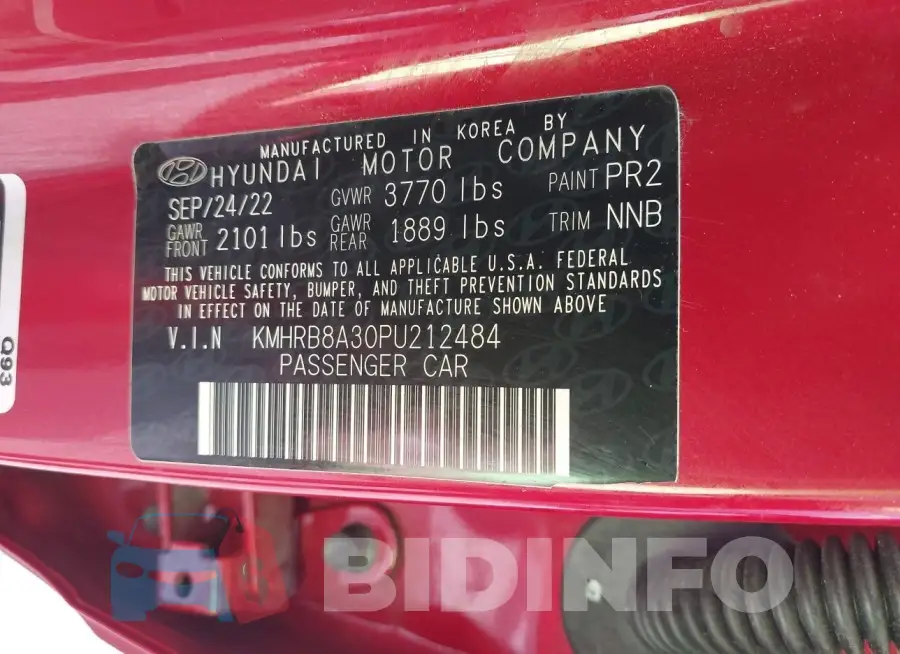KMHRB8A30PU212484 Photo# 9