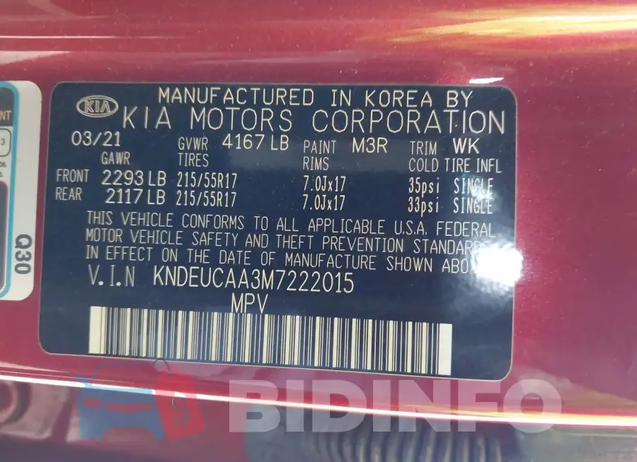 KNDEUCAA3M7222015 Photo# 9