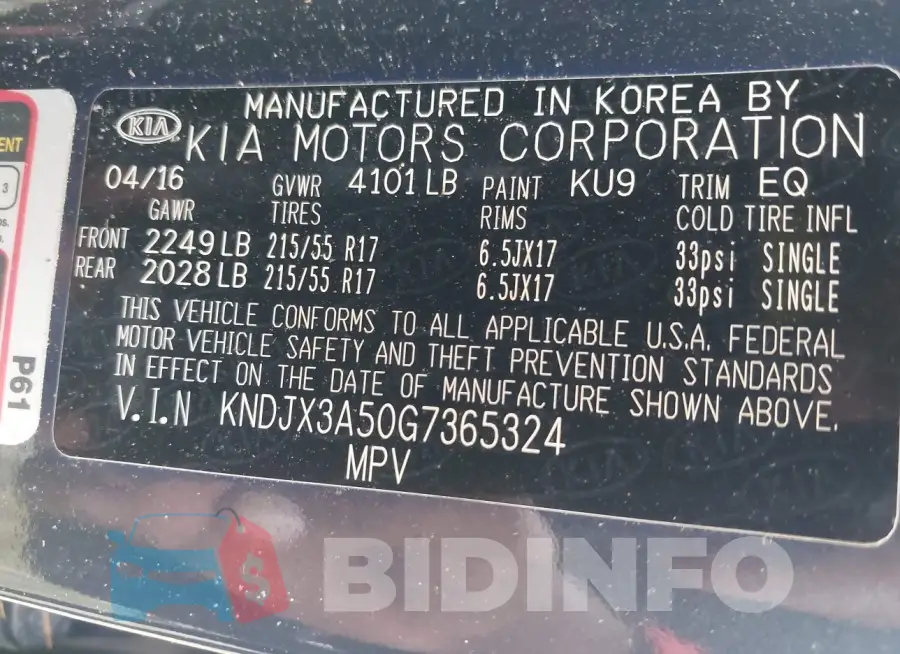 KNDJX3A50G7365324 Photo# 9