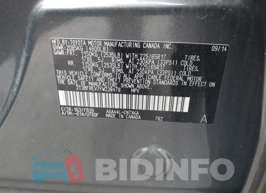 2T3BFREV7FW238478 Photo# 9