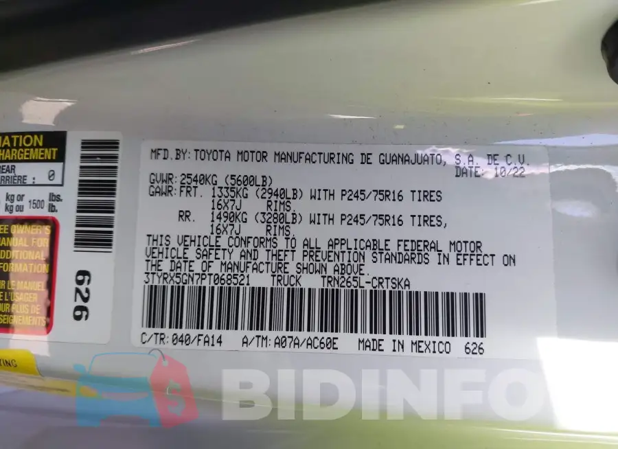 3TYRX5GN7PT068521 Photo# 9