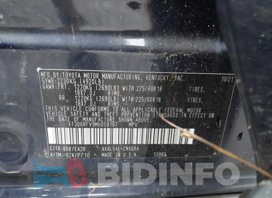 4T3D6RFV9MU059167 Photo# 9