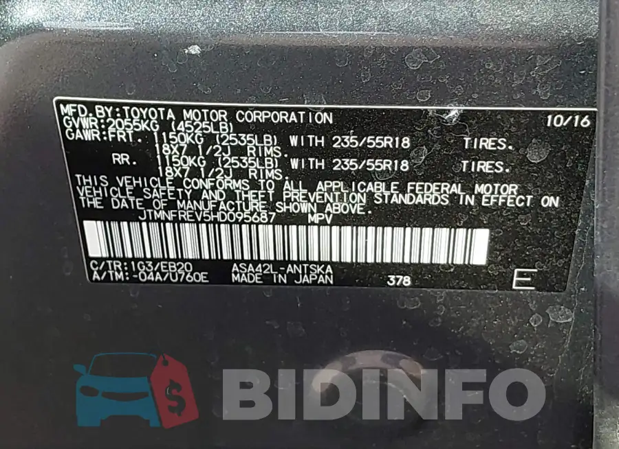 JTMNFREV5HD095687 Photo# 9