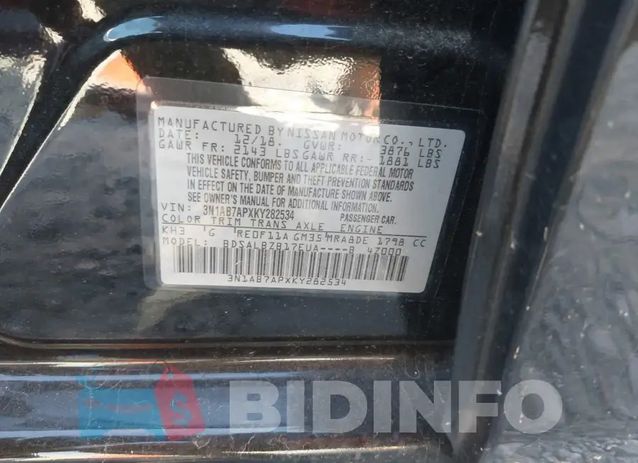 3N1AB7APXKY282534 Photo# 9