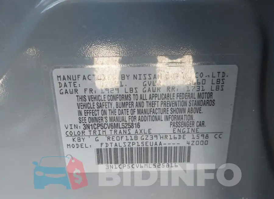 3N1CP5CV6ML525816 Photo# 9